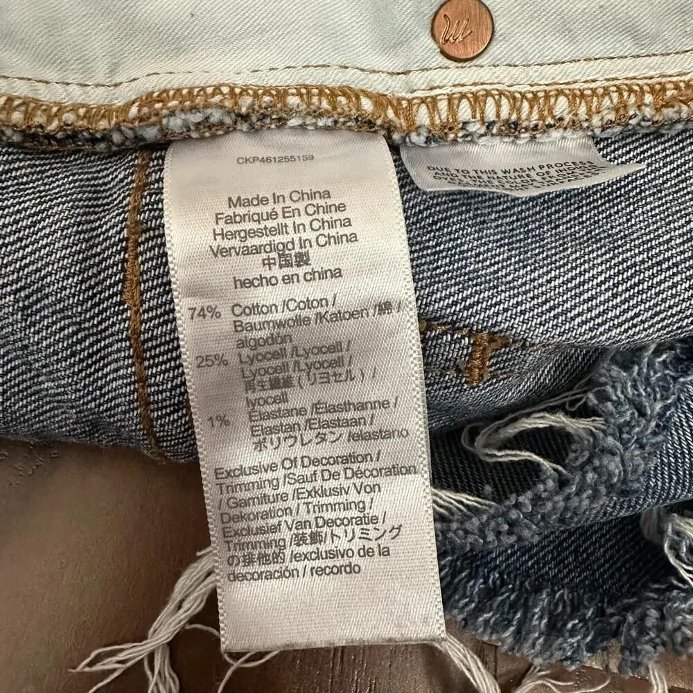 MADEWELL The Perfect Jean Shorts Blue Denim High Rise Cut Off Frayed